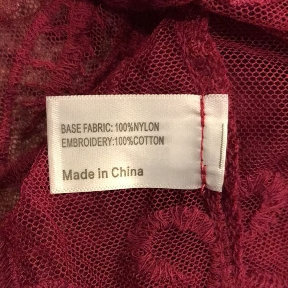 LANE BRYANT Guinevere Burgundy Lace Floral Baby Doll Sheer Blouse Size 18 *NEW*