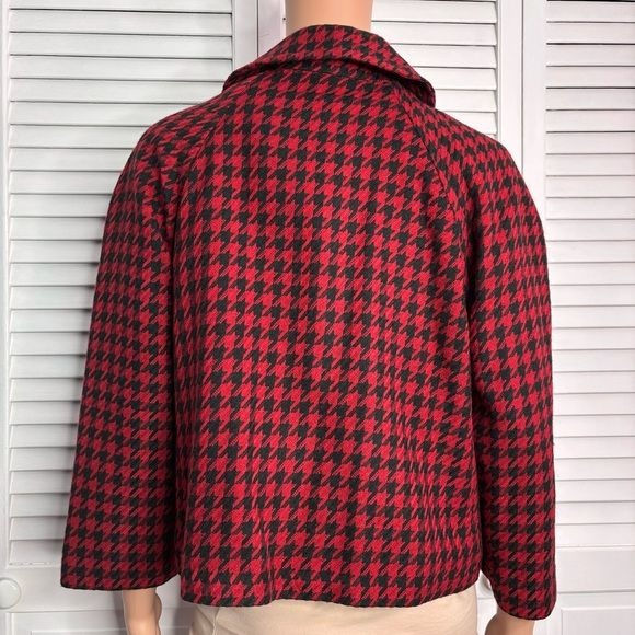 BRIGGS NEW YORK Petite Red and Black Houndstooth Blazer Size 12P