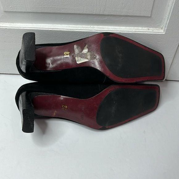 NINE WEST Vintage Black Suede Slip On Heels Size 8.5