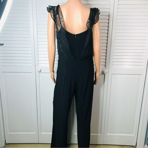 JULIA JORDAN Black Illusion Neck Wide Leg Jumpsuit Size 6