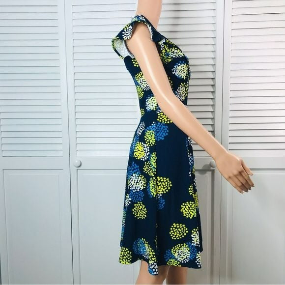 LEOTA Navy Blue Textured Stretch Shift Dress Size S *NEW*