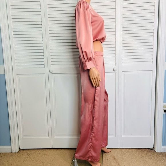 *NEW* PRETTYGARDEN Blush Pink 2 Piece Satin Outfit