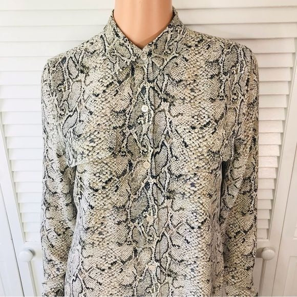 EQUIPMENT Femme Silk Snake Print Slim Signature Button Down Shirt Size S