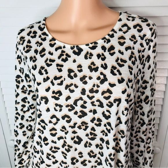 *NEW* LUCKY BRAND White Cheetah Print Long Sleeve Shirt