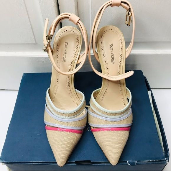*NEW* POUR LA VICTOIRE Kiran Beige Pointed Toe Heels Size 8M