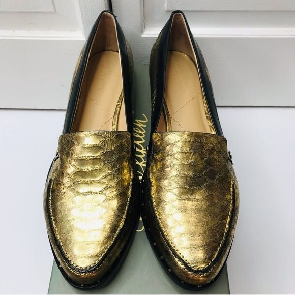 *New* EIGHT FIFTEEN Patti Gold Leather Loafers Size 7.5