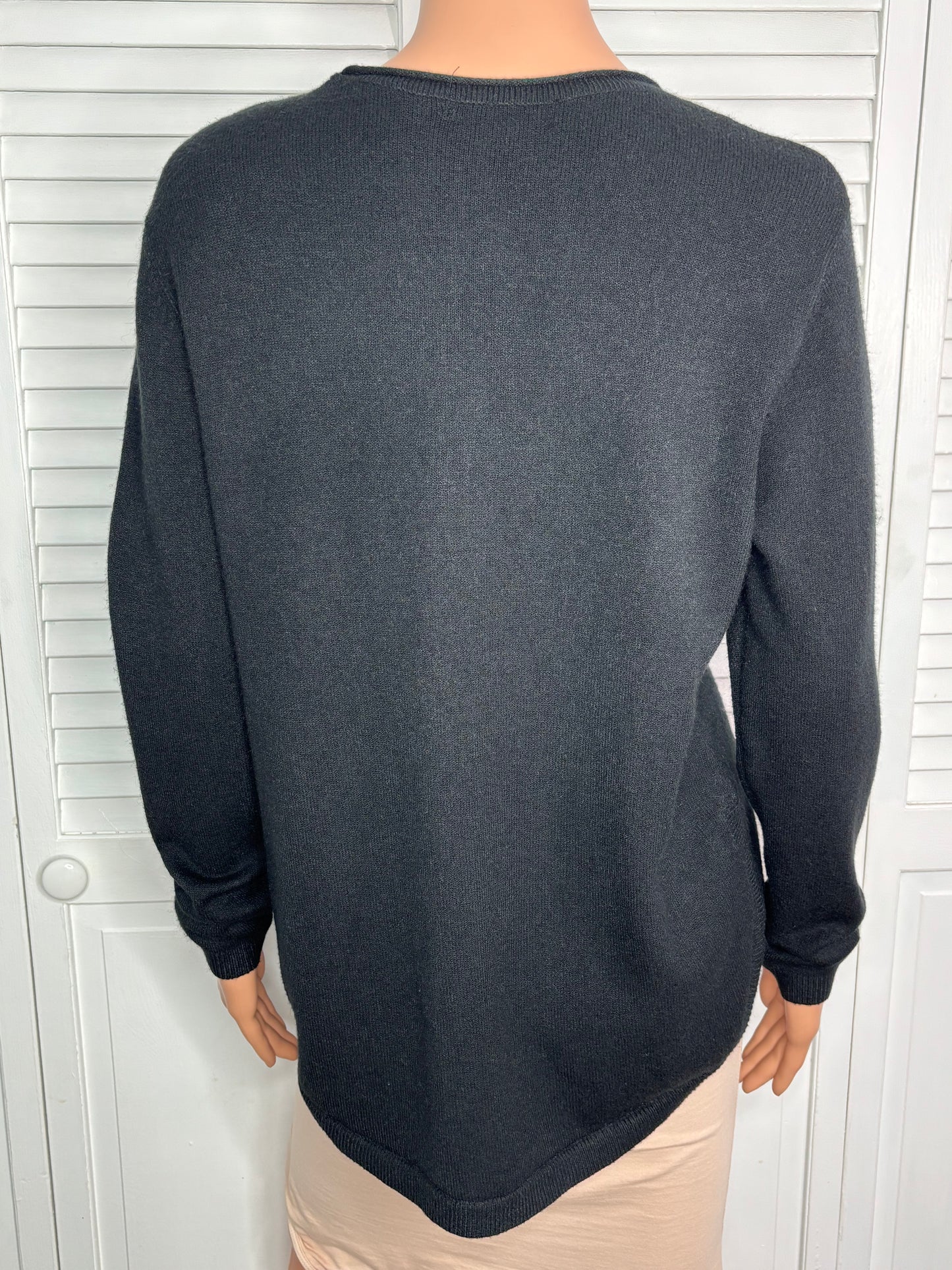 CHARLIE B Black Scribble Print Sweater Size Medium