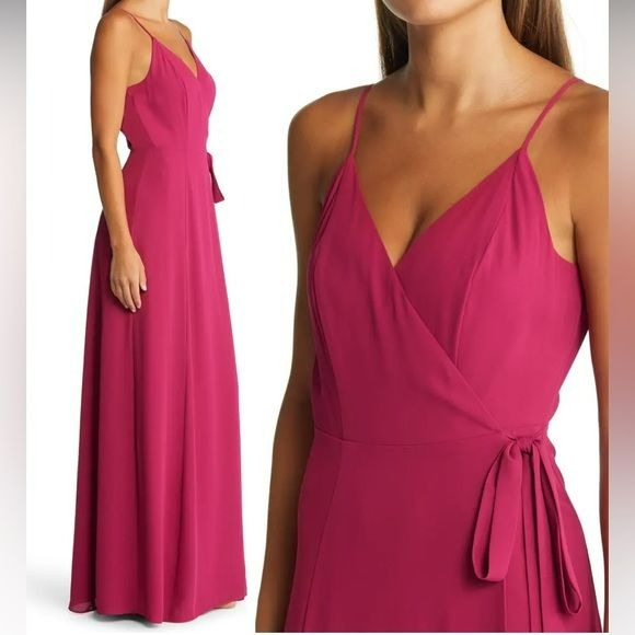*NEW* WAYF The Angelina Slit Wrap Purple Gown Size S