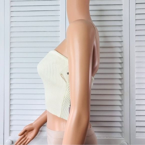 *NEW* LPA Beige Knit Sweetheart Strapless Crop Top