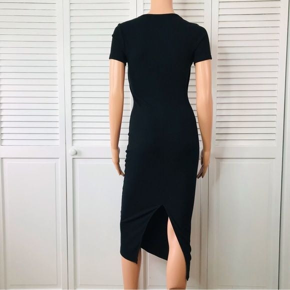 BLUE BLUSH Black Knit Short Sleeve Cut Out Dress Size Medium