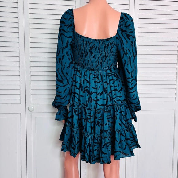 *New* BUDDY LOVE Juniper Doris Tiered Animal Print Mini Dress Size Small