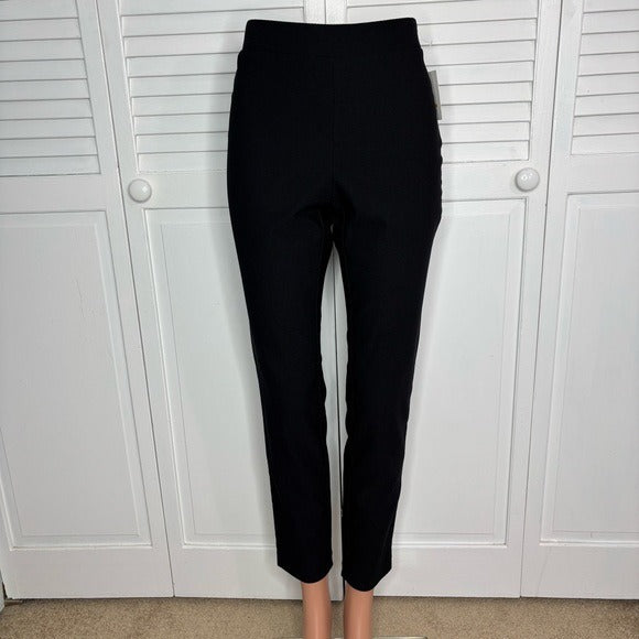 New ELLEN TRACY Solaris Clean Pull On Slim Fit Ankle Pants in Black Size Small