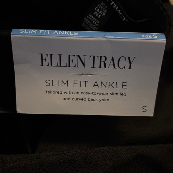 New ELLEN TRACY Solaris Clean Pull On Slim Fit Ankle Pants in Black Size Small