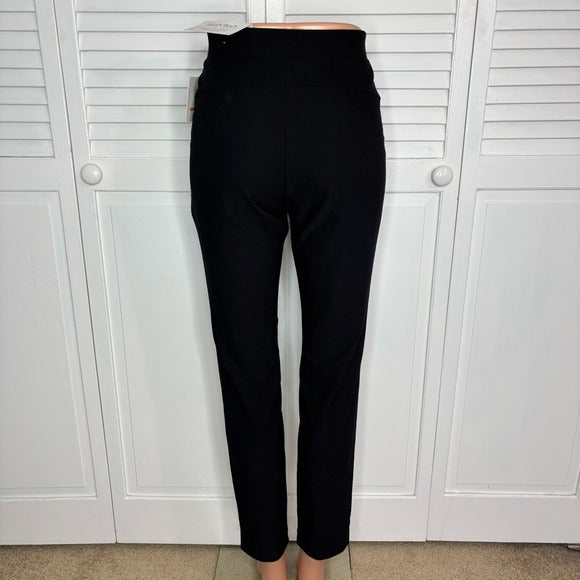 New ELLEN TRACY Solaris Clean Pull On Slim Fit Ankle Pants in Black Size Small
