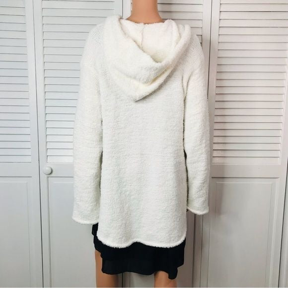 Z SUPPLY White Fuzzy Hooded Open Front Cardigan Size X-Large