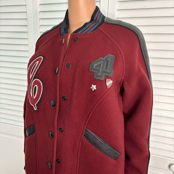 COACH Runway Collection Burgundy Oversized Varsity Jacket Size XS