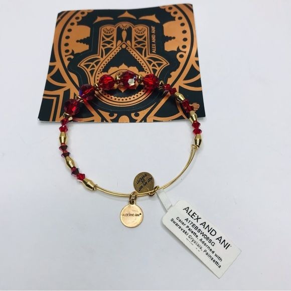*NEW* ALEX AND ANI Red Swarovski Red Beaded Expandable Bangle