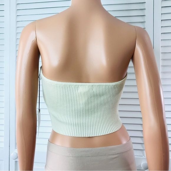 *NEW* LPA Beige Knit Sweetheart Strapless Crop Top