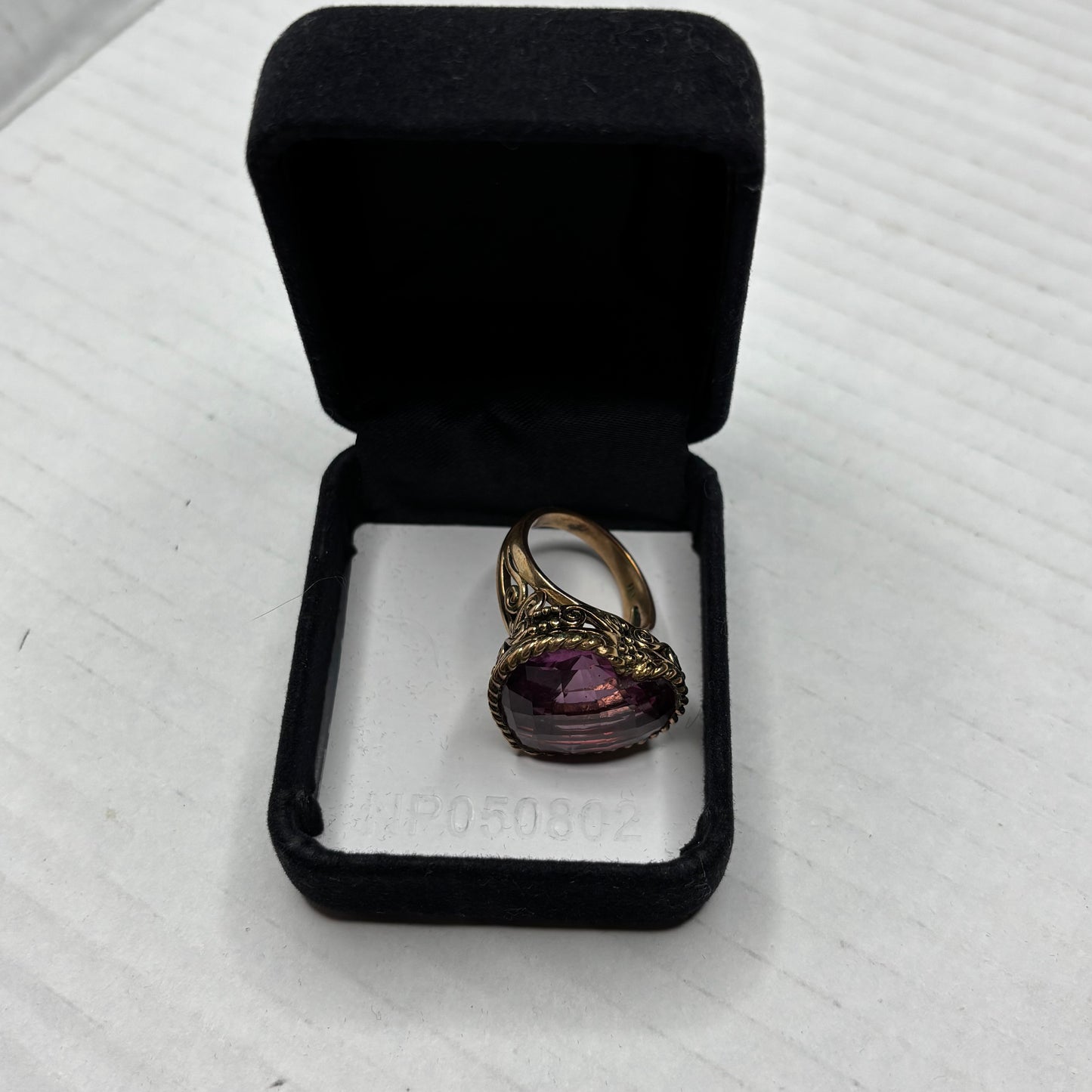 SAJEN Vintage Artisan Heart Amethyst Statement Ring Size 8