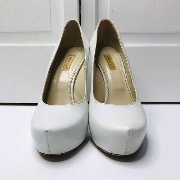 R & RENZI GIANMARCO LORENZI White Leather Stiletto Heels Size 9