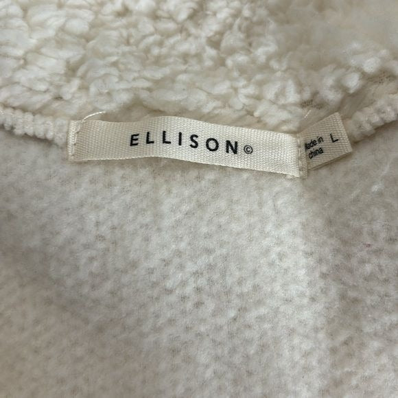 ELLISON Ivory Puff Sleeve Teddy Bear Short Coat Size Large