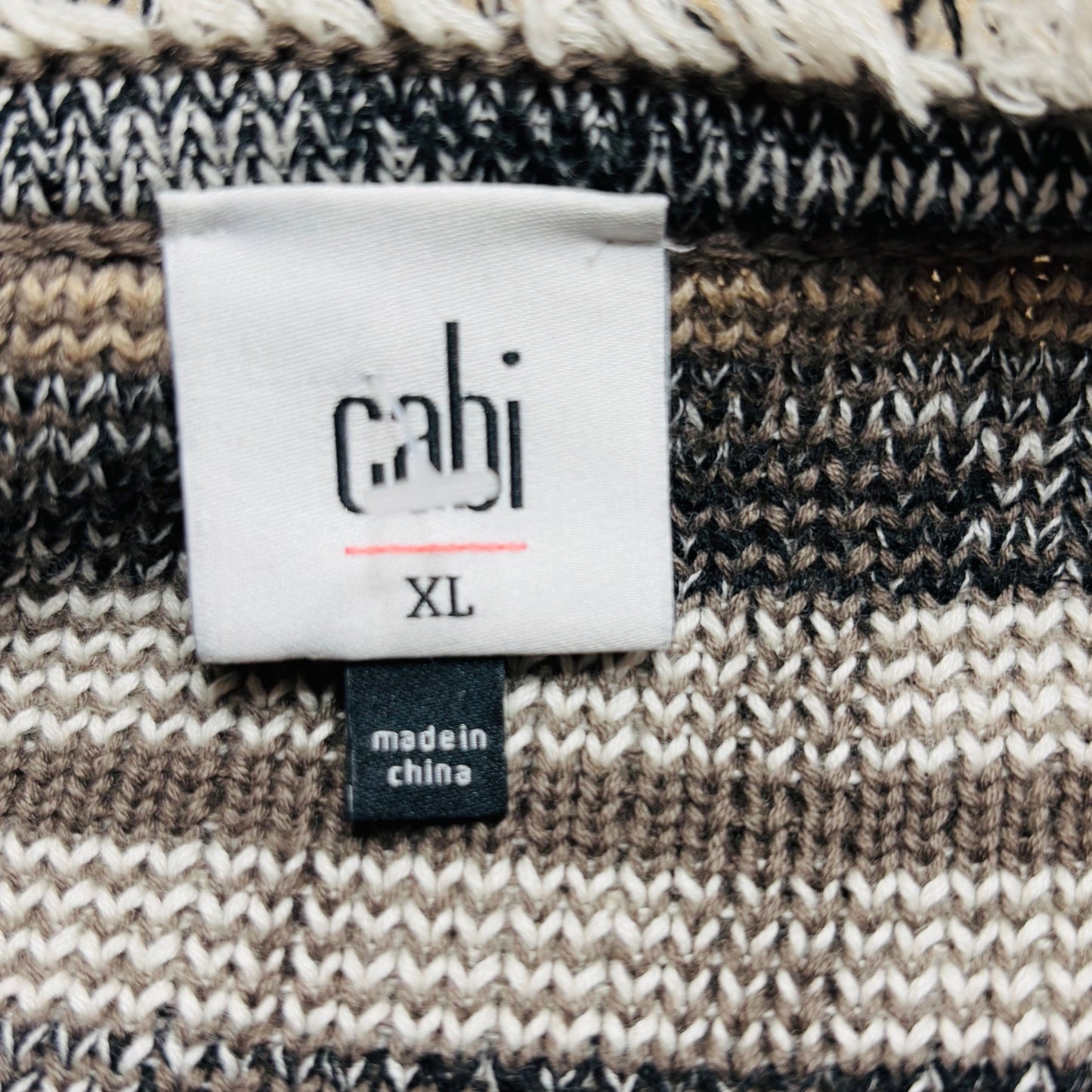 CABI Classic Neutral Plaid Cardigan Sweater Size XL