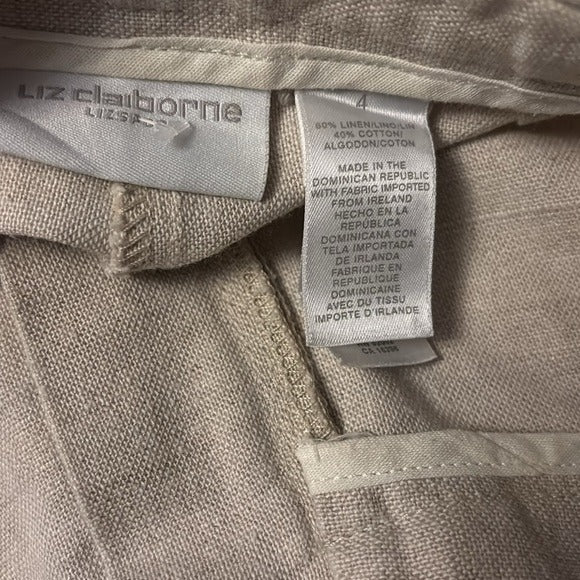 *New* LIZ CLAIBORNE Linen Blend Pants Size 4