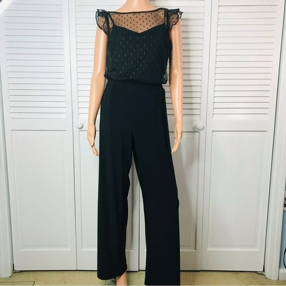 JULIA JORDAN Black Illusion Neck Wide Leg Jumpsuit Size 6