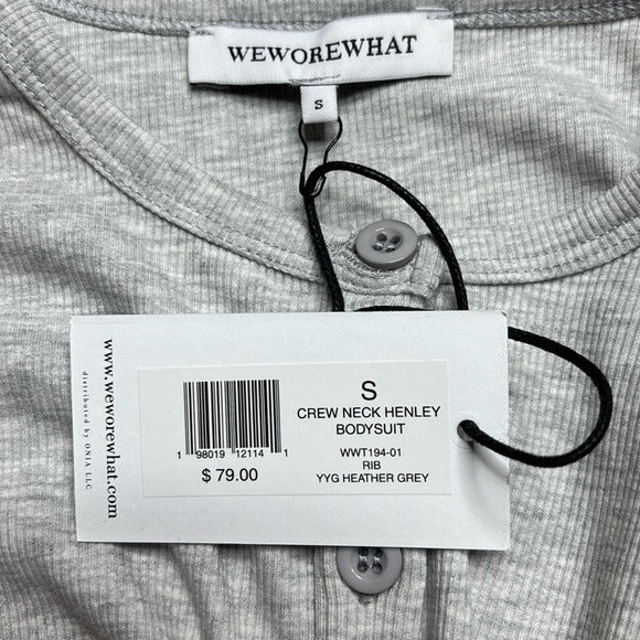 *New* WEWOREWHAT Crew Neck Henley Ribbed Bodysuit in Gray Size Small