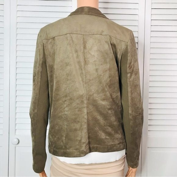 BB DAKOTA Nicholson Mocha Faux Suede Drape Front Jacket Size M