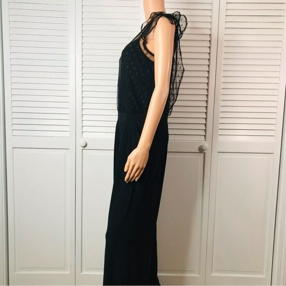 JULIA JORDAN Black Illusion Neck Wide Leg Jumpsuit Size 6