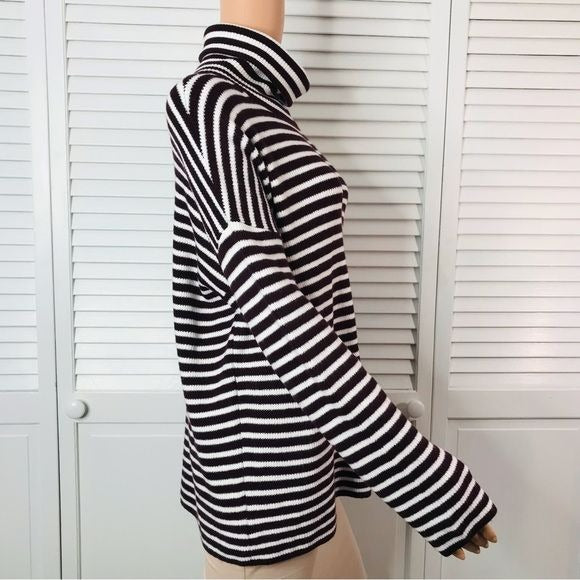FRENCH CONNECTION Stripe Micro Ribbed Turtleneck Sweater