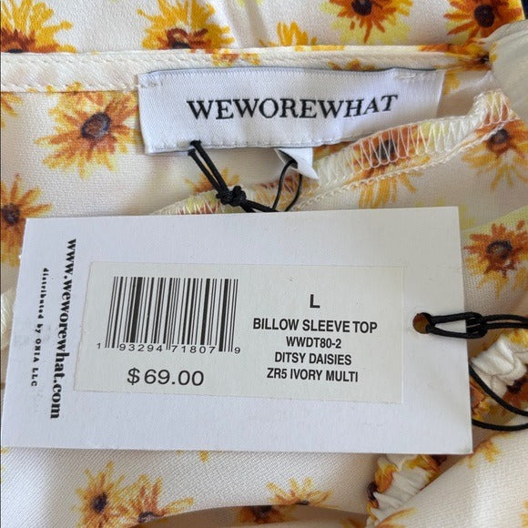 New WEWOREWHAT Billow Sleeve Floral Top in Ditsy Daisies Size Large