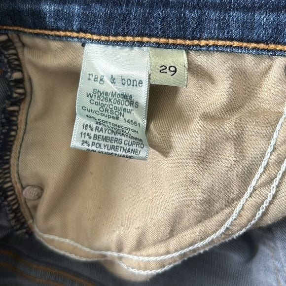 RAG & BONE Blue Capris Raw Hem Jeans Size 29