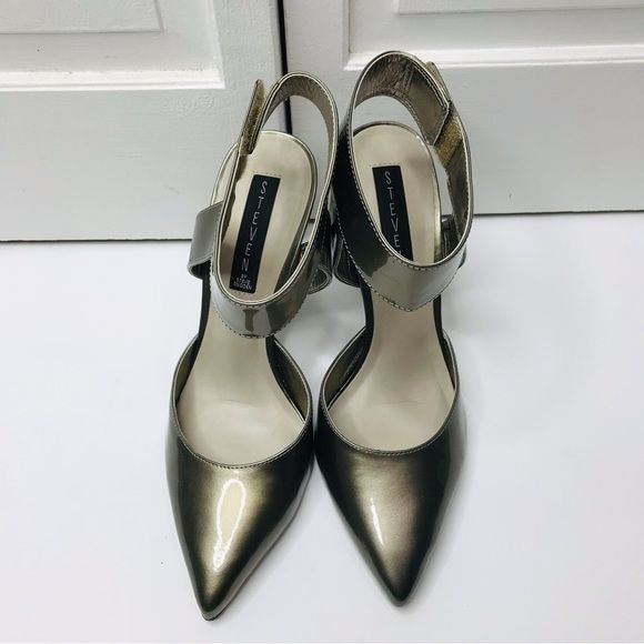 STEVEN By Steven Madden Metallic Gray Pointed Toe Heels Size 9