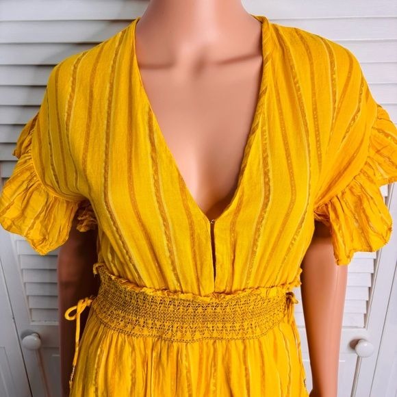 SAYLOR Adrianne Ruffle-Sleeve Yarn Dye Stripe Mini Dress Size S