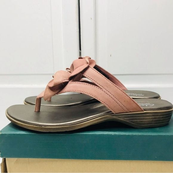 CLARKS Pink Dusk Bamboo Thong Sandals Size 9 *NEW*