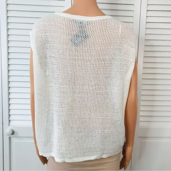 *new* ALFANI Comfort Luxe Shiitake Sleeveless Sheer Sweater Size Petite Large