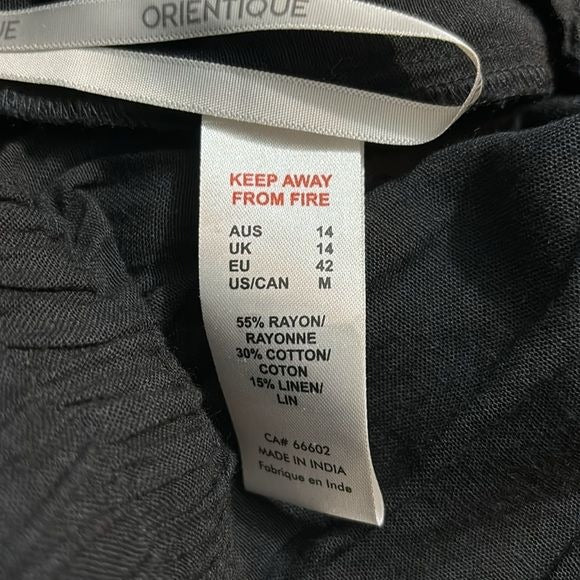 ORIENTIQUE Naturally Black Lightweight Cropped Lightweight Trousers Size Medium