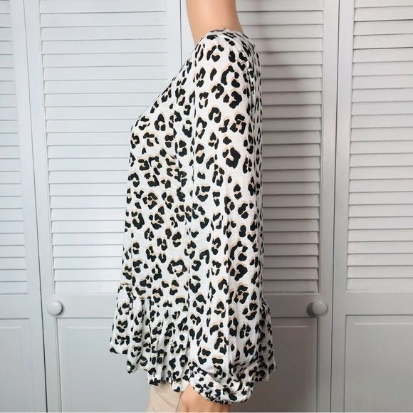 *NEW* LUCKY BRAND White Cheetah Print Long Sleeve Shirt