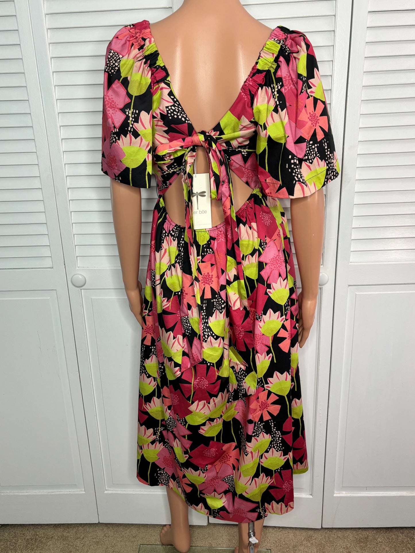 New TYLER BOE Brit Abstract Floral Tie Dress Size Small