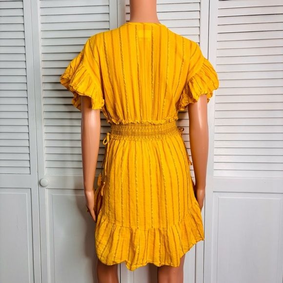 SAYLOR Adrianne Ruffle-Sleeve Yarn Dye Stripe Mini Dress Size S