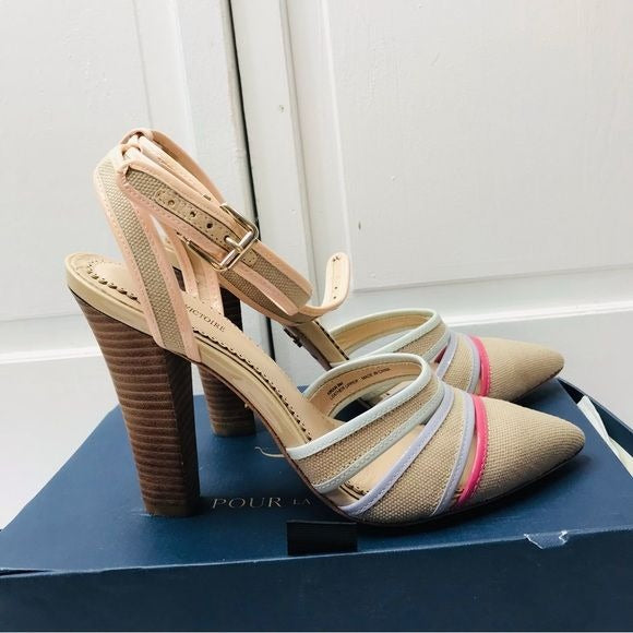 *NEW* POUR LA VICTOIRE Kiran Beige Pointed Toe Heels Size 8M