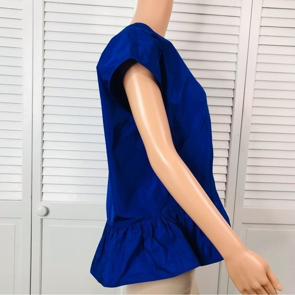 PSOPHIA Cobalt Taffeta Peplum Ruffle Hem Top Size L *NEW*