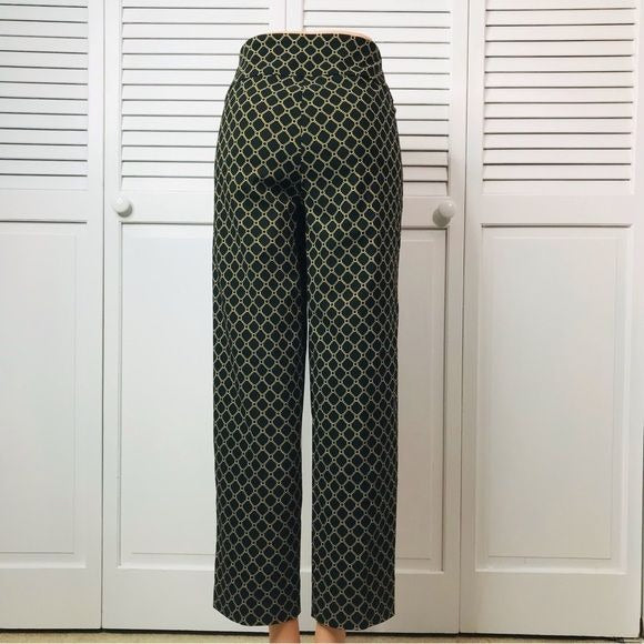 *NEW* ZAC & RACHEL Black Gold Chain Print The Ultimate Fit Pull On Pants Size 10