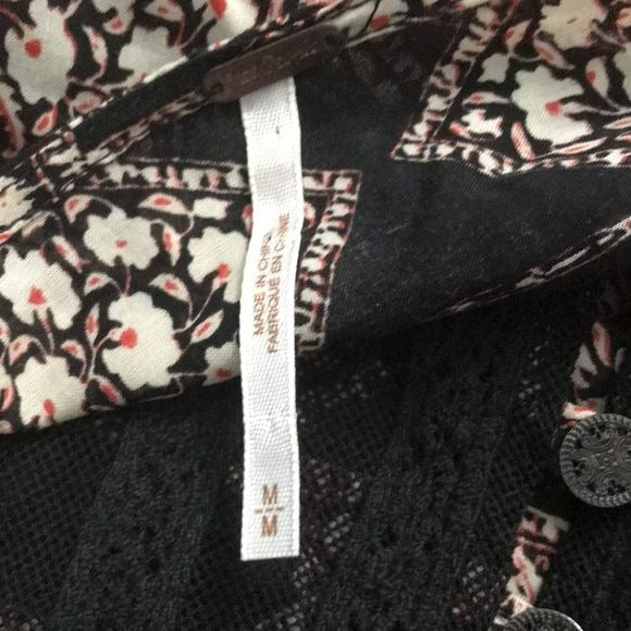 FREE PEOPLE Black Multi Bohemian Style Dress Size M