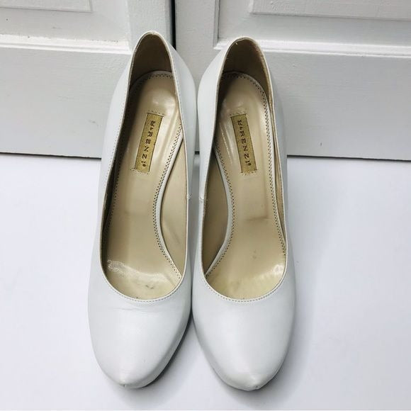 R & RENZI GIANMARCO LORENZI White Leather Stiletto Heels Size 9