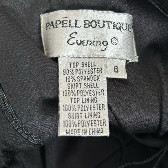 PAPELL BOUTIQUE Evening Black Green Velour Corset Dress Size 8