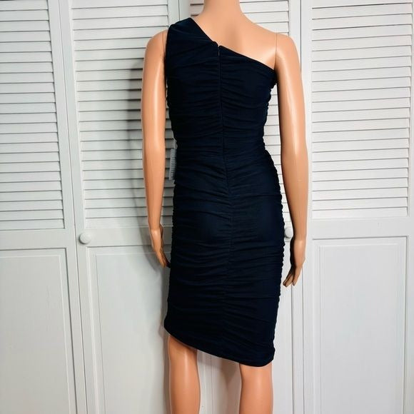 *NEW* LOVE BY DESIGN Navy One-Shoulder Bodycon Midi Dress Size XS