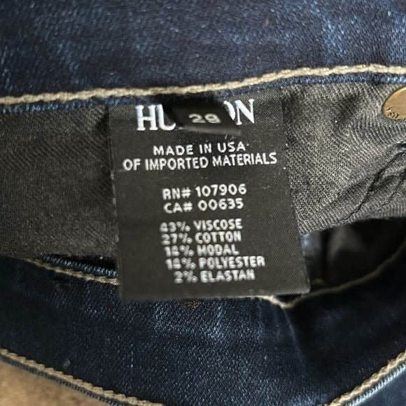 HUDSON Krista Crop Super Skinny Blue Raw Hem Jeans Size 29